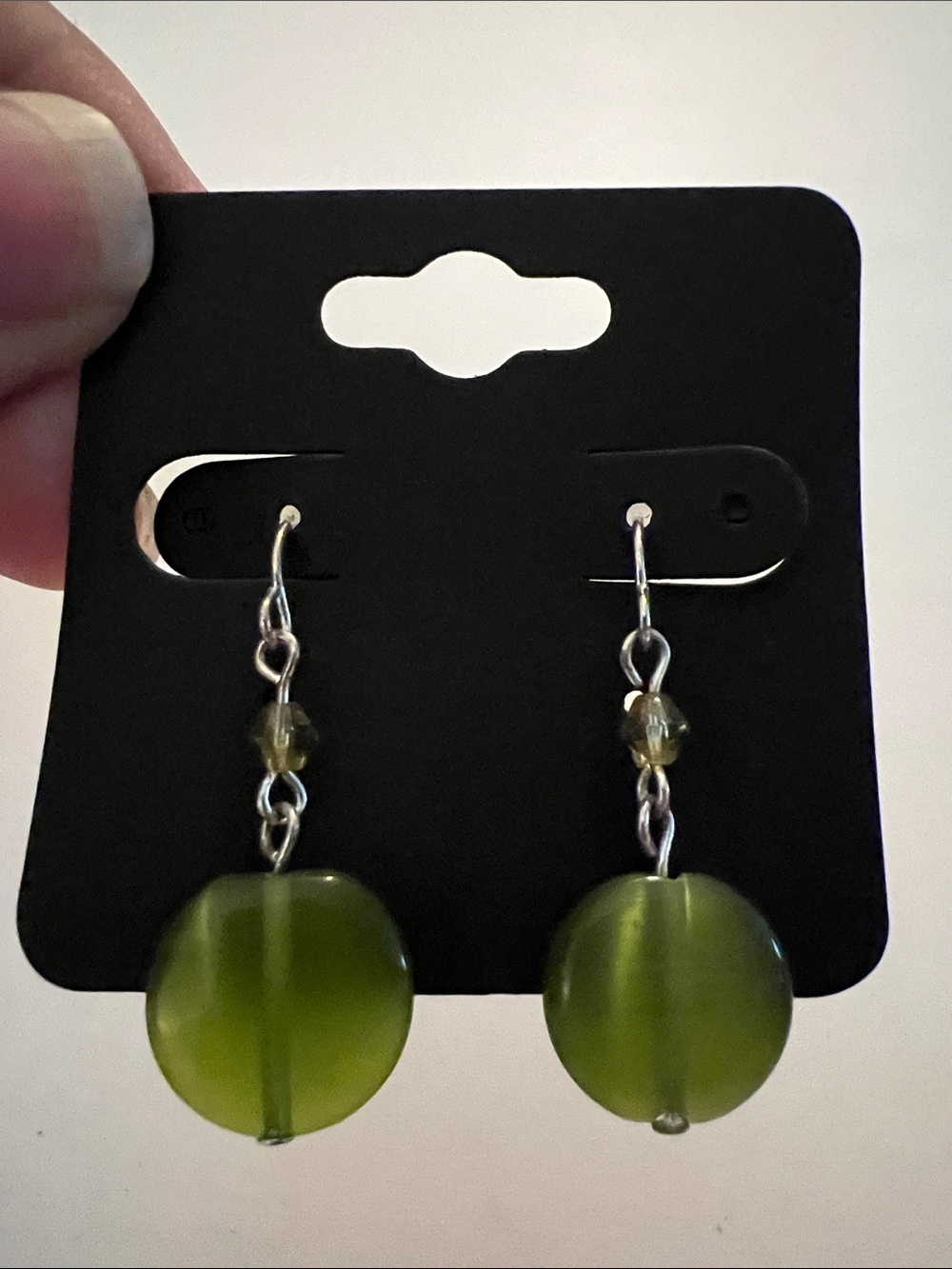 Green Glass Drop Earrings โ Women Jewelry